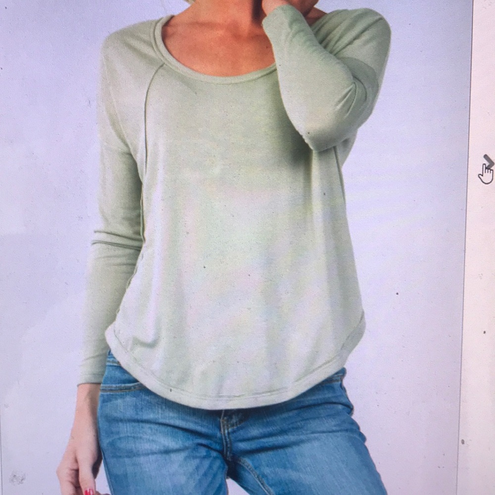 Sweatshirt w/ Scoop Neckline/Color-Sage - Picture 1 of 2